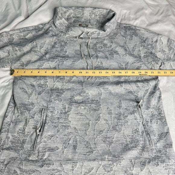 Talbots Women’s Large Gray Cowl Neck Pullover Sweatshirt Top Floral Print Pocket - Picture 5 of 10